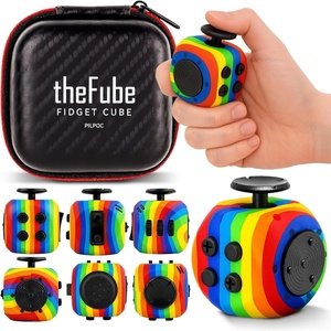image:imagePILPOC theFube Fidget Cube Handy Anxiety Toys for Kids and Adults BlackRainbow